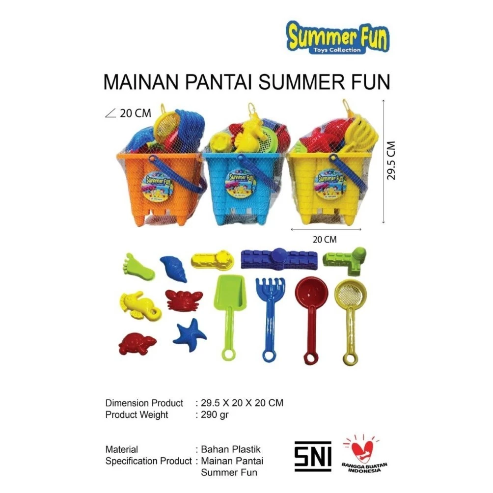Mainan Pasir Pantai Anak Summer Fun Set Ember Sekop dan Cetakan Pasir